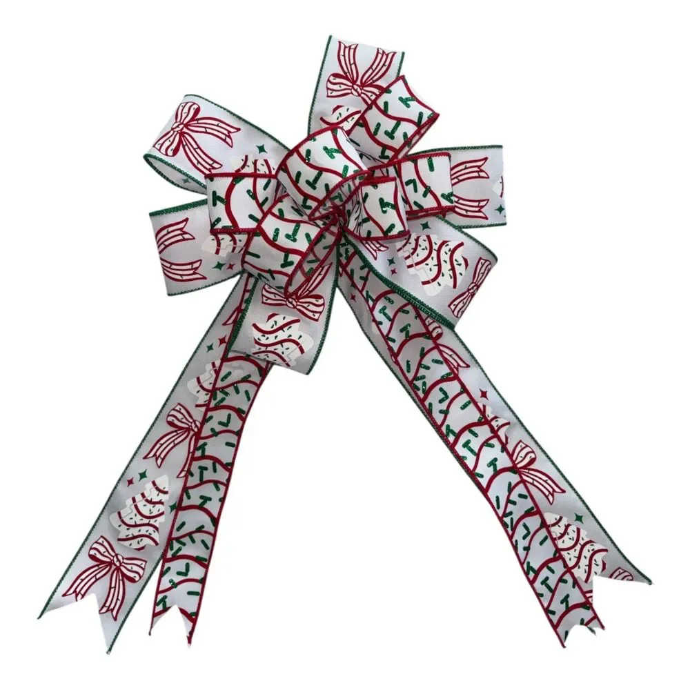 Tasty Cake Christmas Wreath Bow – 12 Inch Holiday Ribbon Bow
